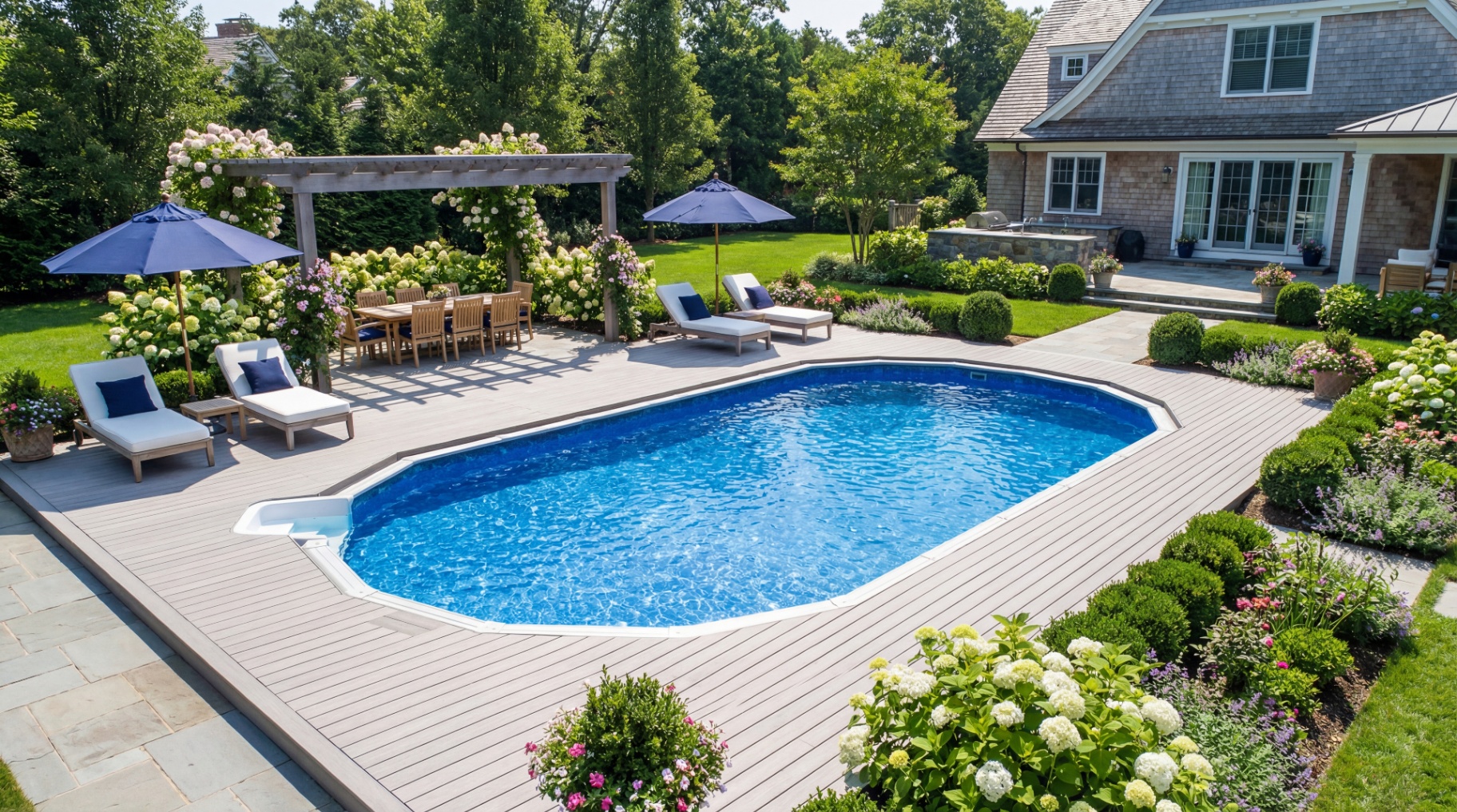 Catalina Family Style Above Ground Swimming Pool. Includes